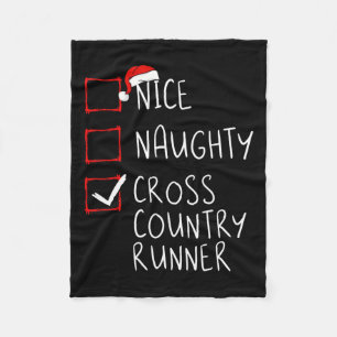 Nice Naughty Cross Country Runner List Christmas S Fleece Blanket