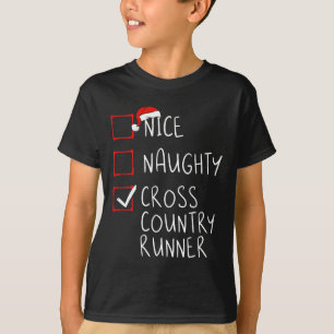 Nice Naughty Cross Country Runner List Christmas S T-Shirt