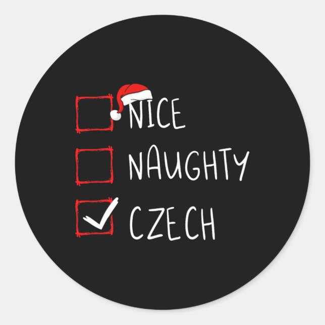 Nice Naughty Czech Christmas Czech Republic Herita Classic Round Sticker (Front)