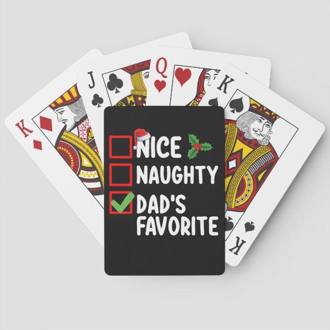 Nice Naughty Dad's Favourite Christmas List Family Playing Cards (Back)
