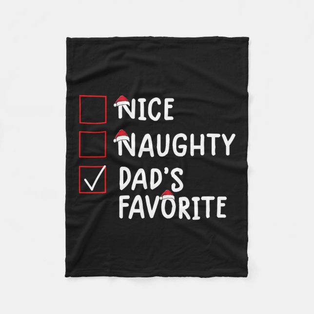 Nice Naughty Dad's Favourite Cute Christmas  Fleece Blanket (Front)