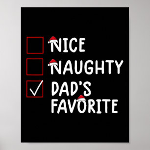 Nice Naughty Dad's Favourite Cute Christmas Poster