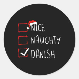 Nice Naughty Danish Christmas Denmark Heritage Roo Classic Round Sticker