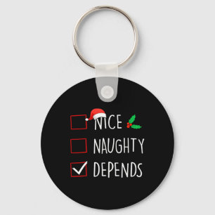 Nice Naughty Depends Christmas Family Matching  Key Ring