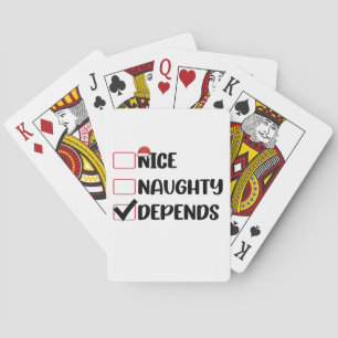 Nice Naughty Depends Santa Christmas List Playing Cards
