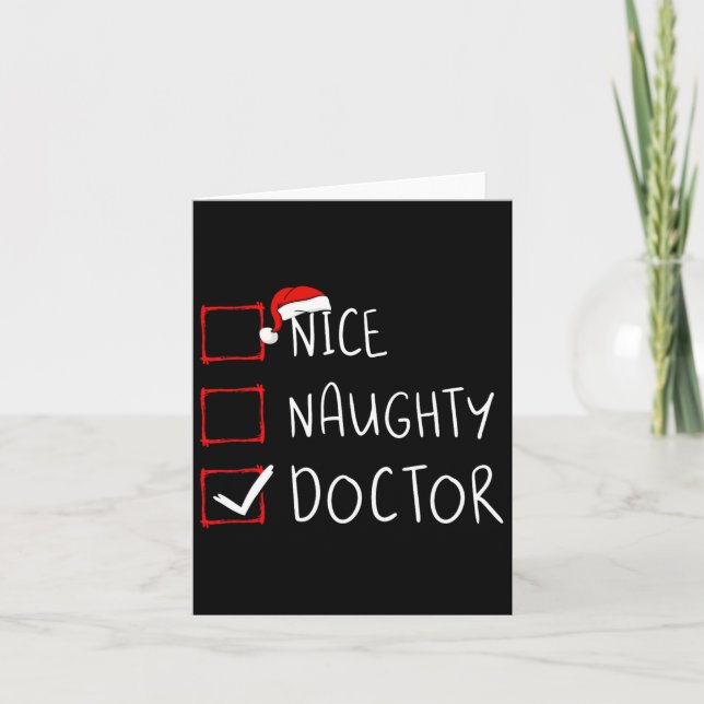 Nice Naughty Doctor Christmas List Santa Claus Phy Card (Front)