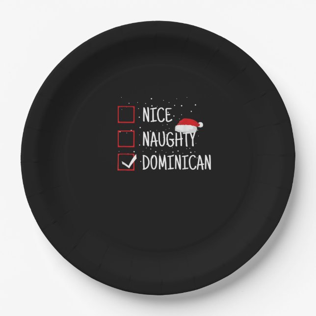 Nice Naughty Dominican Christmas List   Paper Plate (Front)