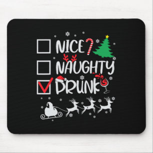Nice Naughty Drunk Check Funny Christmas Mouse Mat
