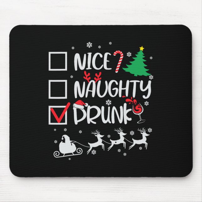 Nice Naughty Drunk Check Funny Christmas  Mouse Mat (Front)