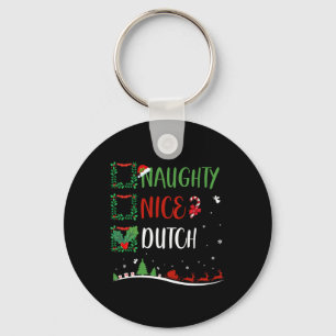 Nice Naughty Dutch Christmas Matching Santa Hat Key Ring
