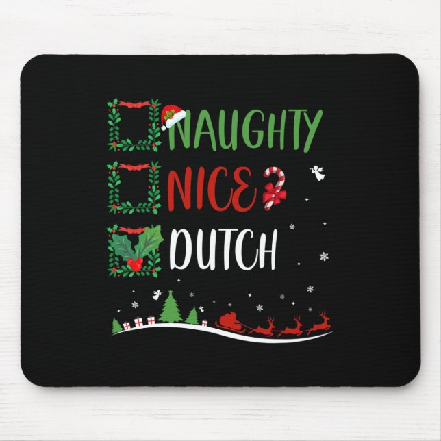 Nice Naughty Dutch Christmas Matching Santa Hat  Mouse Mat (Front)