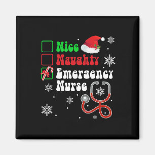 Nice Naughty Emergency Nurse List Christmas Santa Magnet