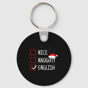 Nice Naughty English Christmas Checklist Funny Eng Key Ring