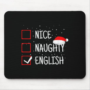 Nice Naughty English Christmas Checklist Funny Eng Mouse Mat