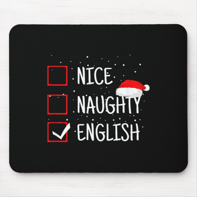 Nice Naughty English Christmas Checklist Funny Eng Mouse Mat (Front)
