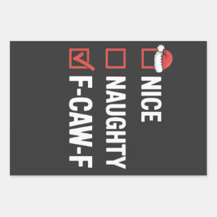 Nice Naughty F-Caw-F Funny Santa Naughty Wrapping Paper Sheet