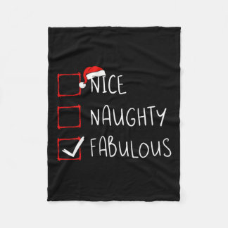 Nice Naughty Fabulous Christmas List Xmas Santa Cl Fleece Blanket