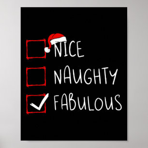 Nice Naughty Fabulous Christmas List Xmas Santa Cl Poster