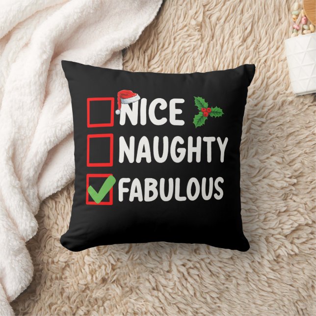 Nice Naughty Fabulous Funny Santa Christmas List H Cushion (Blanket)