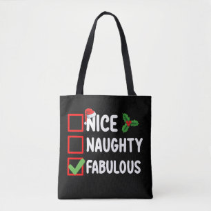 Nice Naughty Fabulous Funny Santa Christmas List H Tote Bag