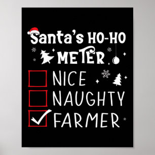 Nice Naughty Farmer Christmas List Santa Claus Far Poster