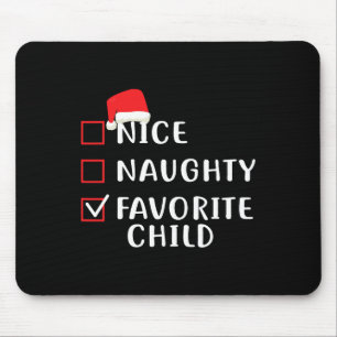 Nice Naughty Favourite Child Funny Christmas List Mouse Mat