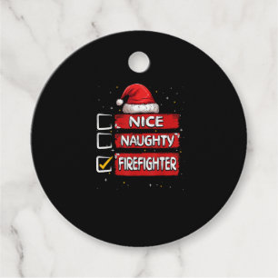 Nice Naughty Firefighter Christmas List Favour Tags