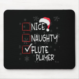 Nice Naughty Flute Player List Christmas Santa Cla Mouse Mat