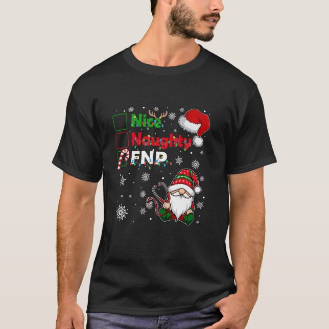 Nice Naughty FNP Christmas Gnome Family Pyjamas  T-Shirt (Front)
