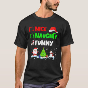 Nice Naughty Funny Cute Santa Hat Snowman Family X T-Shirt
