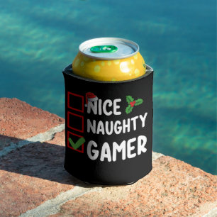 Nice Naughty Gamer Christmas List Gaming Santa Can Cooler