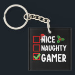 Nice Naughty Gamer Christmas List Gaming Santa Key Ring<br><div class="desc">Nice Naughty Gamer Christmas List Gaming Santa</div>