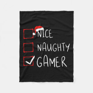 Nice Naughty Gamer Christmas List Xmas Gaming Sant Fleece Blanket