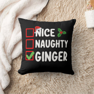 Nice Naughty Ginger Christmas List Family Holiday Cushion