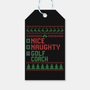 Nice Naughty Golf Coach Funny Christmas Matching Gift Tags