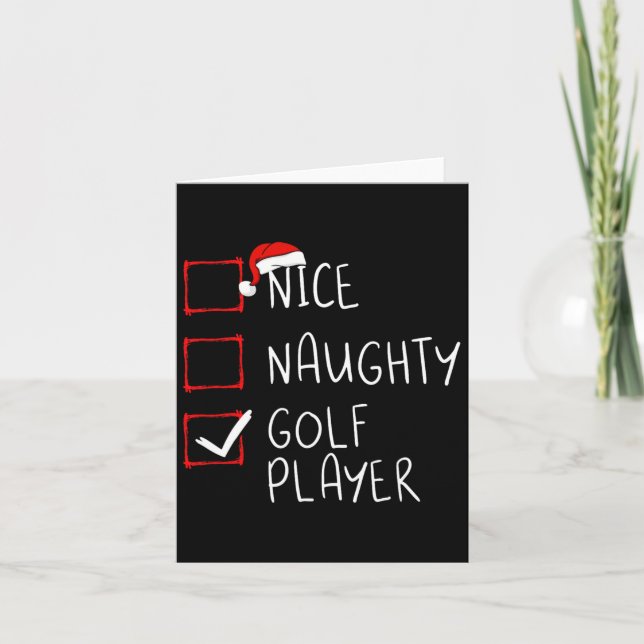 Nice Naughty Golf Player List Christmas Santa Clau Card (Front)