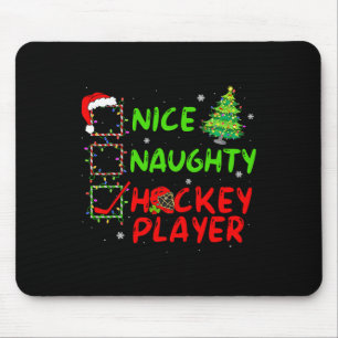 Nice Naughty Hockey Player Check List Christmas Sa Mouse Mat