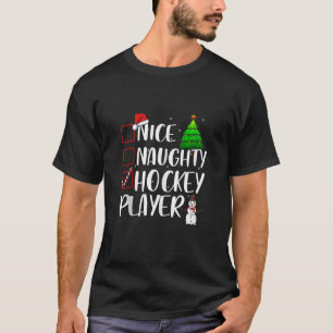 Nice Naughty Hockey Player Christmas Matching Top 