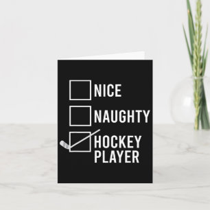 Nice Naughty Hockey Player Christmas Santa  Card