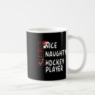 Nice Naughty Hockey Player Christmas Santa Claus Coffee Mug