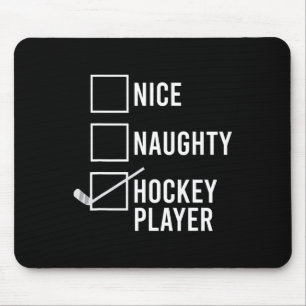 Nice Naughty Hockey Player Christmas Santa Mouse Mat