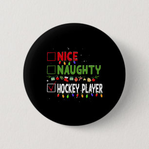 Nice Naughty Hockey Player Family Xmas Pajama Chri 6 Cm Round Badge