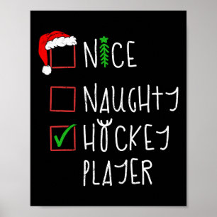 Nice Naughty Hockey Player Funny Christmas Costume Poster