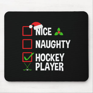 Nice Naughty Hockey Player Funny Christmas Xmas Mouse Mat