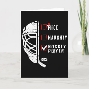 Nice Naughty Hockey Player List Christmas Santa Cl Card