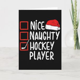 Nice Naughty Hockey Player List Christmas Santa Cl Card