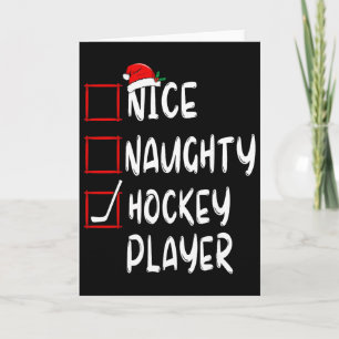 Nice Naughty Hockey Player List Christmas Santa Cl Card