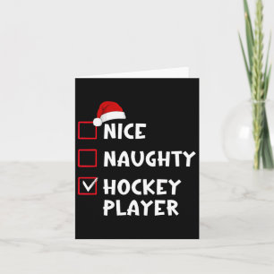 Nice Naughty Hockey Player List Christmas Santa Cl Card
