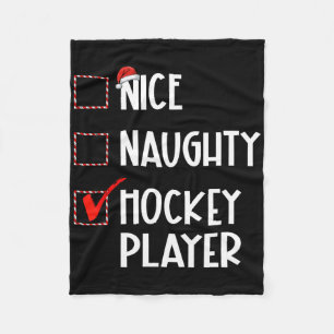 Nice Naughty Hockey Player List Christmas Santa Cl Fleece Blanket
