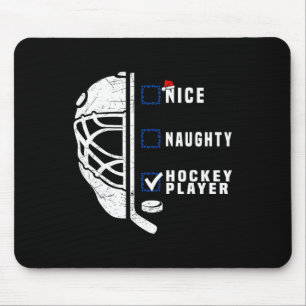 Nice Naughty Hockey Player List Christmas Santa Cl Mouse Mat